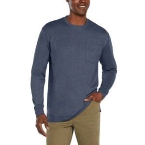 NEW Woolrich Mens long Sleeve‎ Pocket Tee Cotton T-shirt Crew Neck, Blue XL